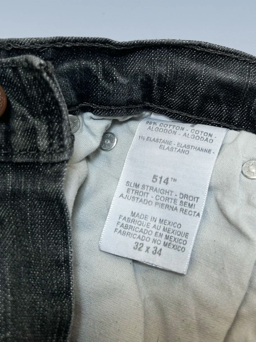 Men's LEVI'S 514 Charcoal Gray Worn Wash Slim Straight Jeans 32x34